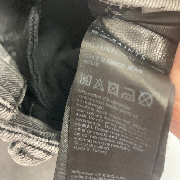 Allsaints gray black grace slashed skinny jean 25 - Picture 6 of 10